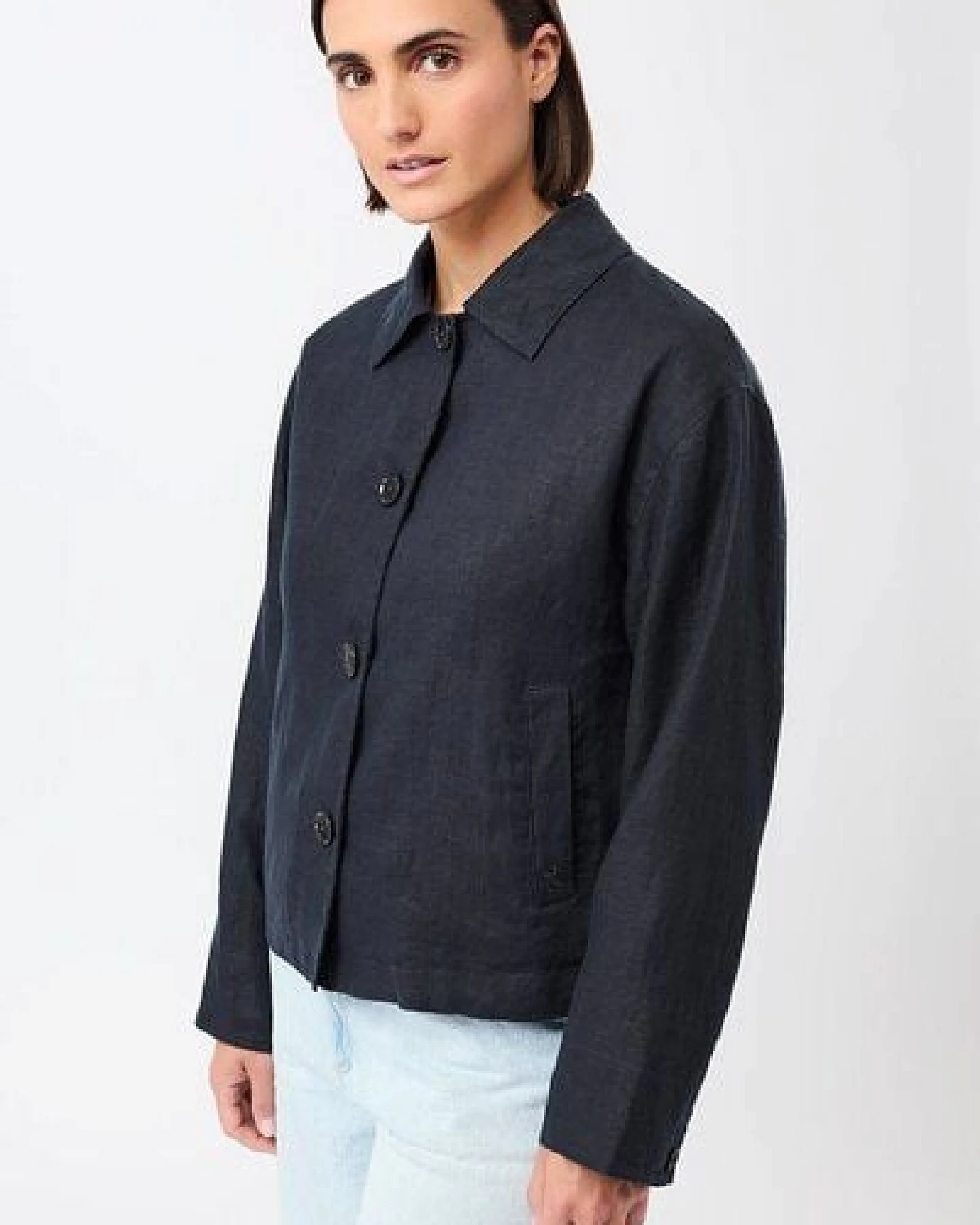 LangerChen Schlichte Jacke aus Leinen – Ansicht 2