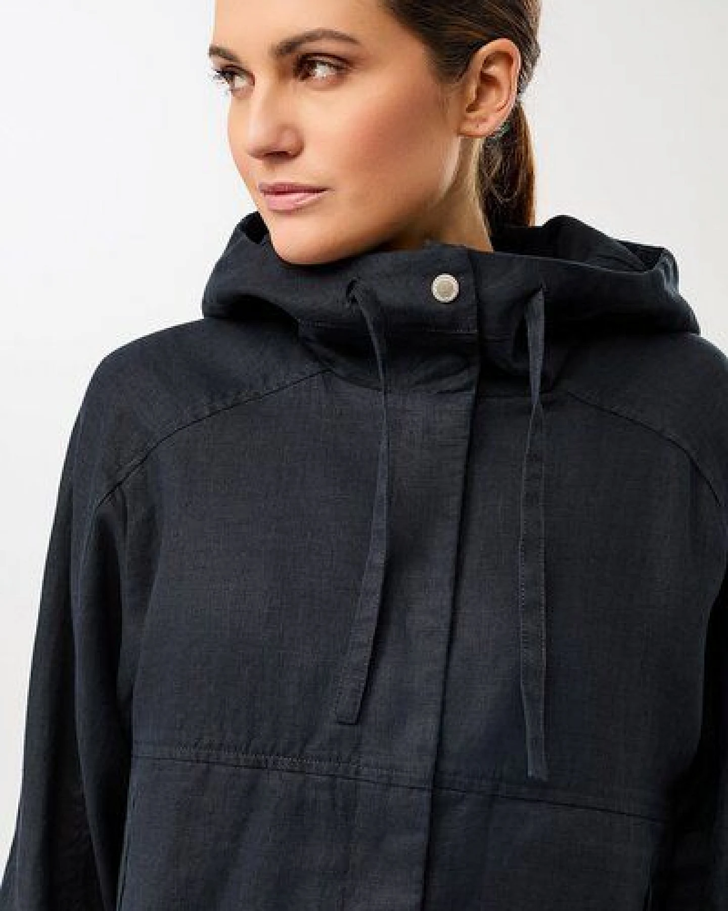 LangerChen Lockere Jacke mit Kordelzug in Kapuze – Ansicht 4