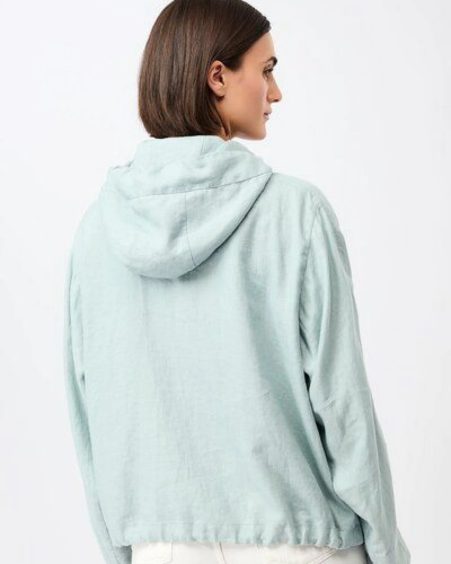 LangerChen Lockere Jacke mit Kordelzug in Kapuze – Ansicht 3
