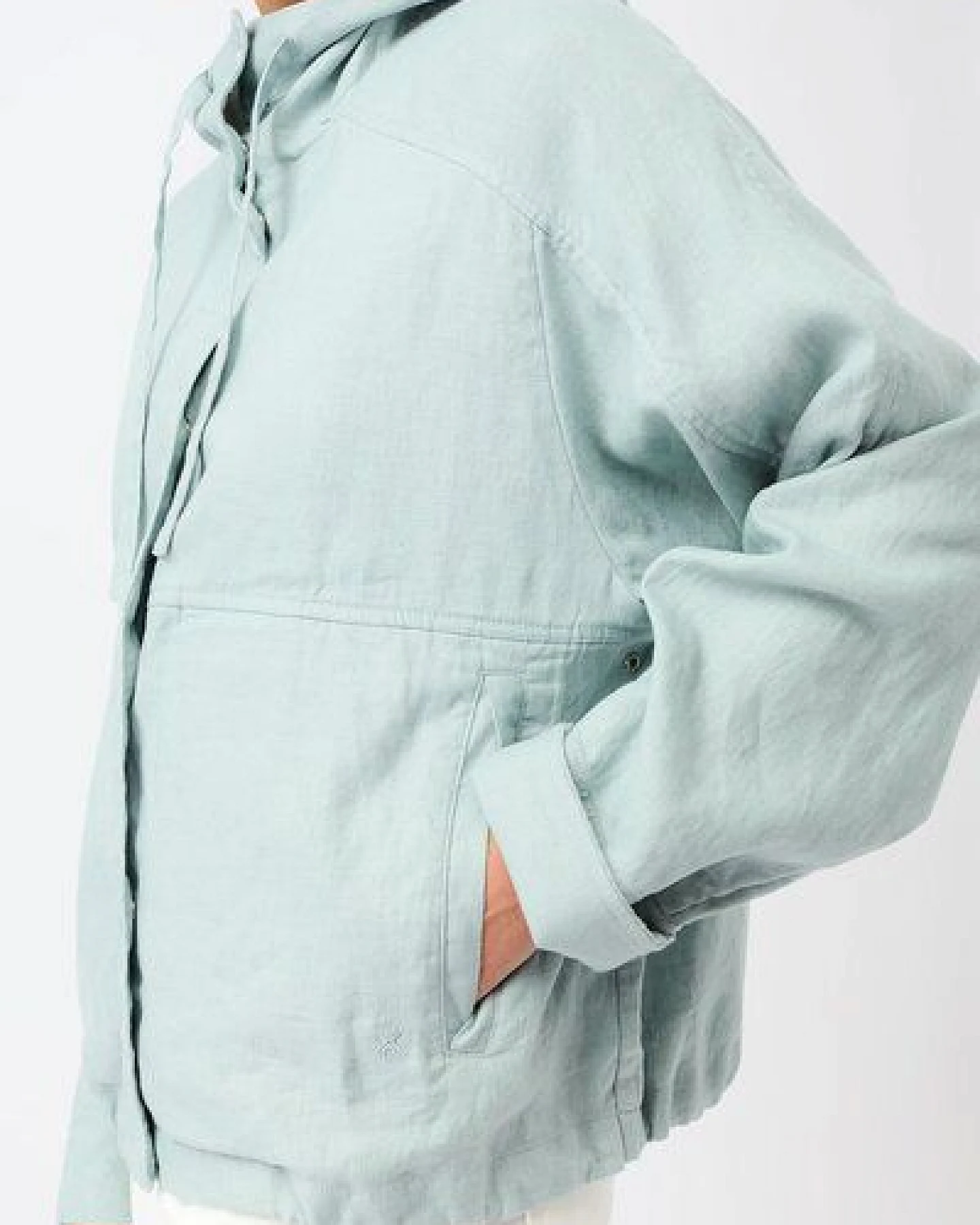 LangerChen Lockere Jacke mit Kordelzug in Kapuze – Ansicht 4