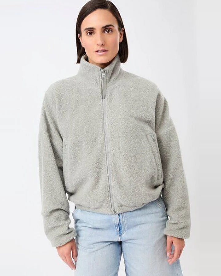 LangerChen Weiche Blousonjacke mit Stehkragen