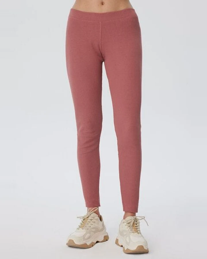 Leela Cotton Damen Leggings aus Ripp Jersey 100% Bio Baumwolle mit Gummizug,