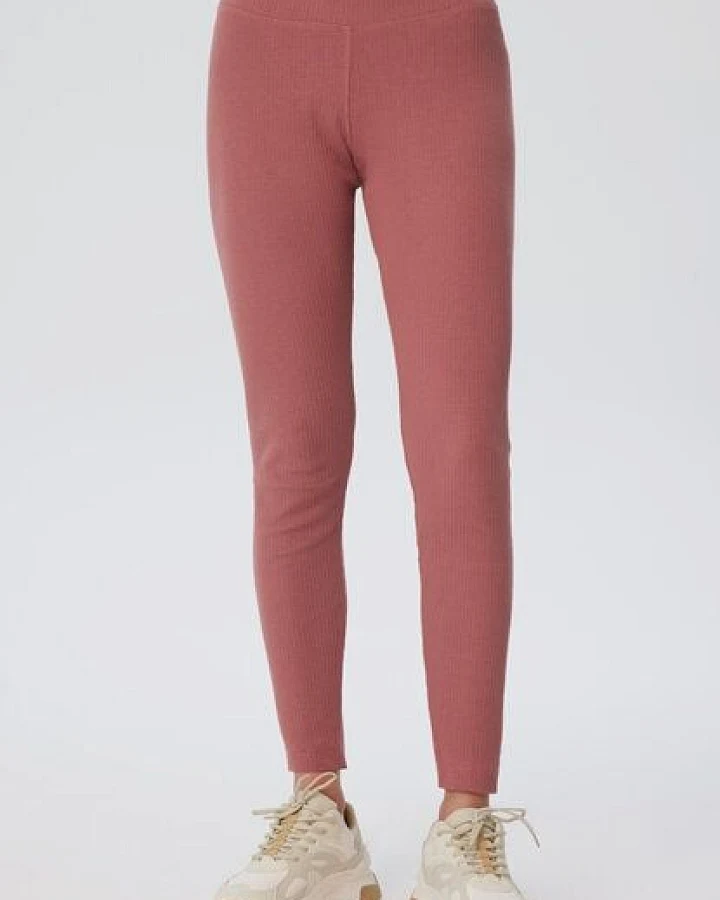 Leela Cotton Damen Leggings aus Ripp Jersey 100% Bio Baumwolle mit Gummizug,
