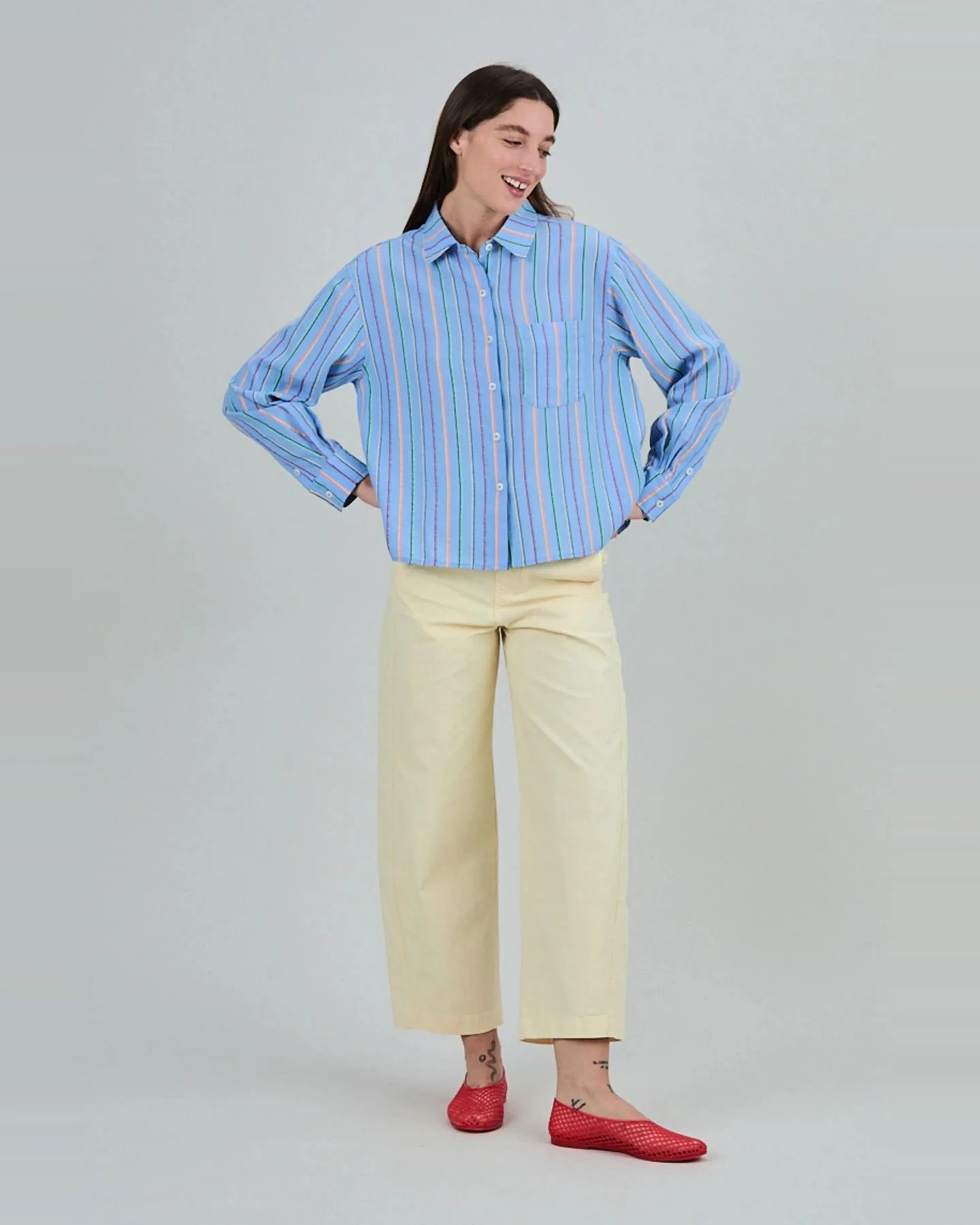 Bluse Stripes Boxy Blau – Ansicht 2