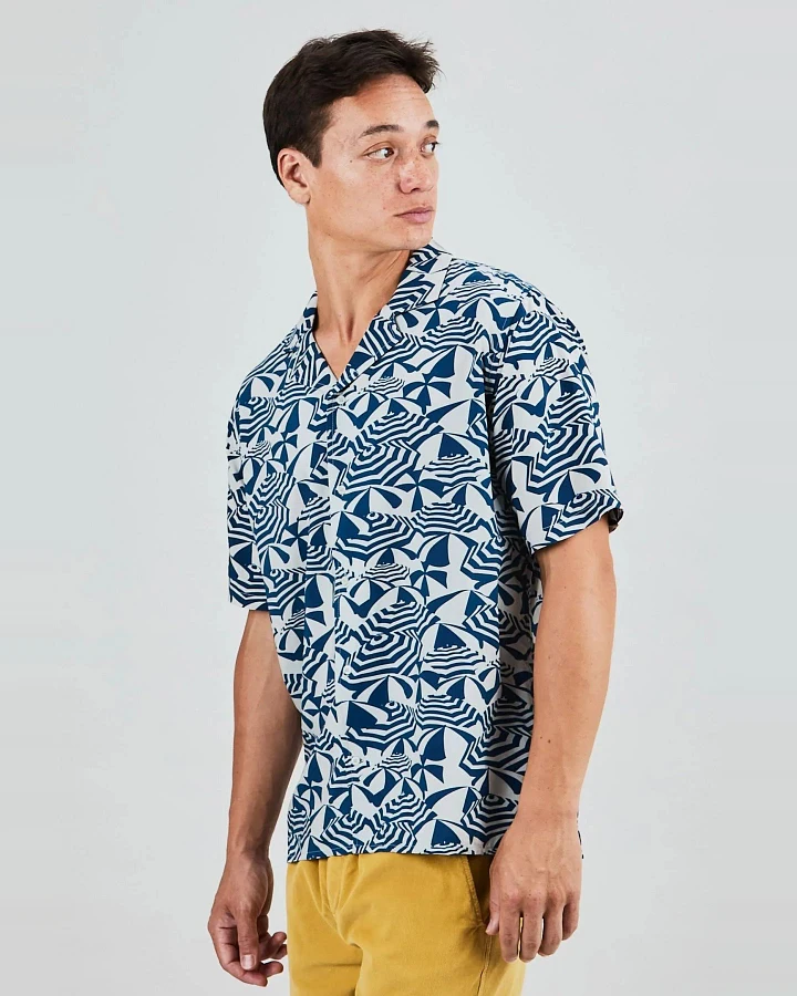 Hemd Sombrillas Aloha Blau