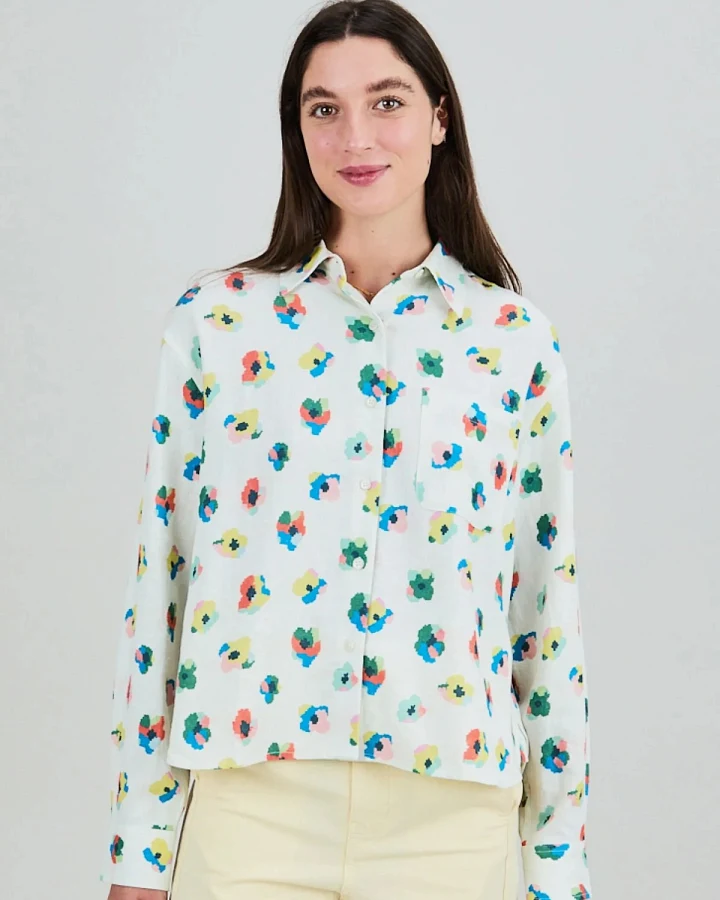 Bluse Mini Flower Boxy Off White