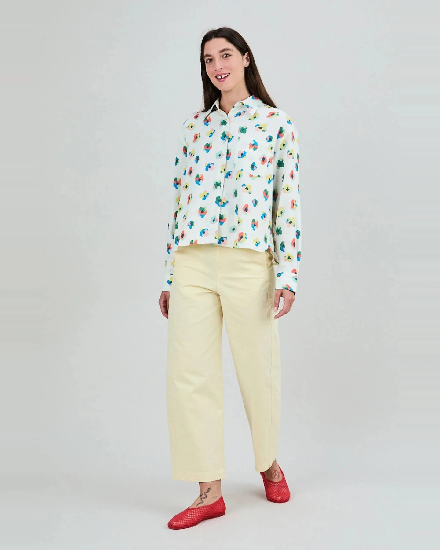 Bluse Mini Flower Boxy Off White – Ansicht 4
