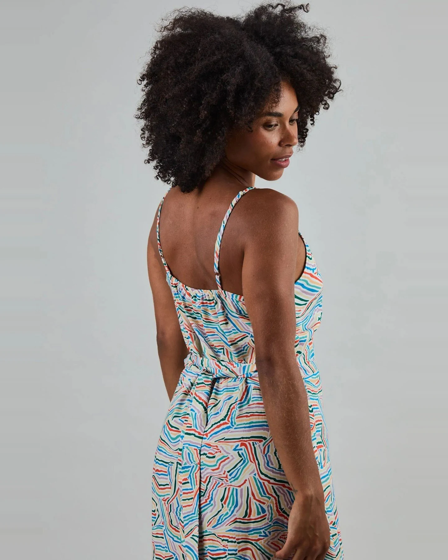 Kleid Messy Stripes Strap Blau – Ansicht 2
