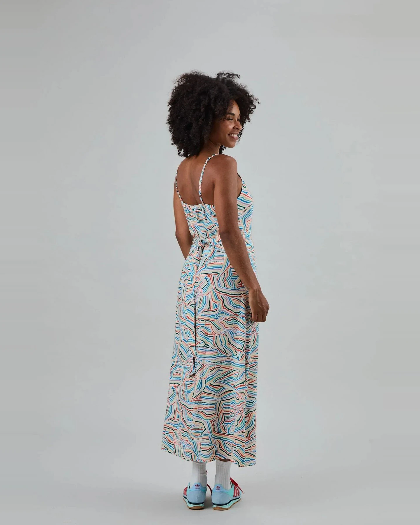 Kleid Messy Stripes Strap Blau – Ansicht 3