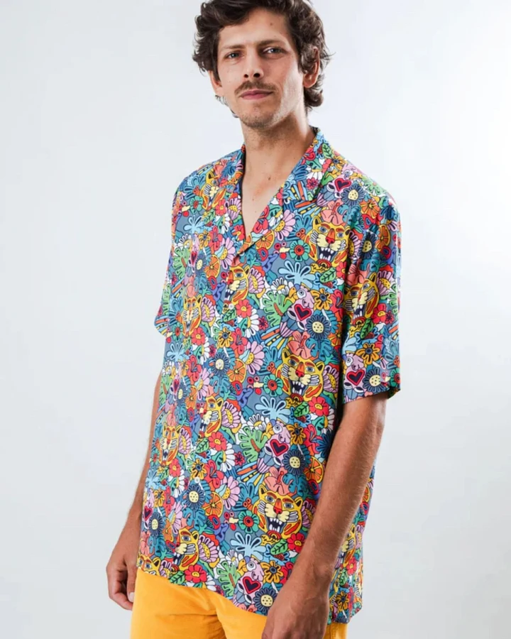 Hemd Asis Percales Tutti Frutti Aloha Blau