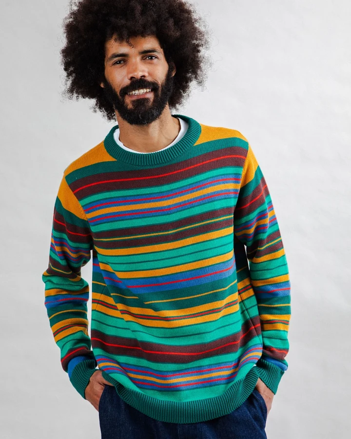 Pullover Multistriped Grün