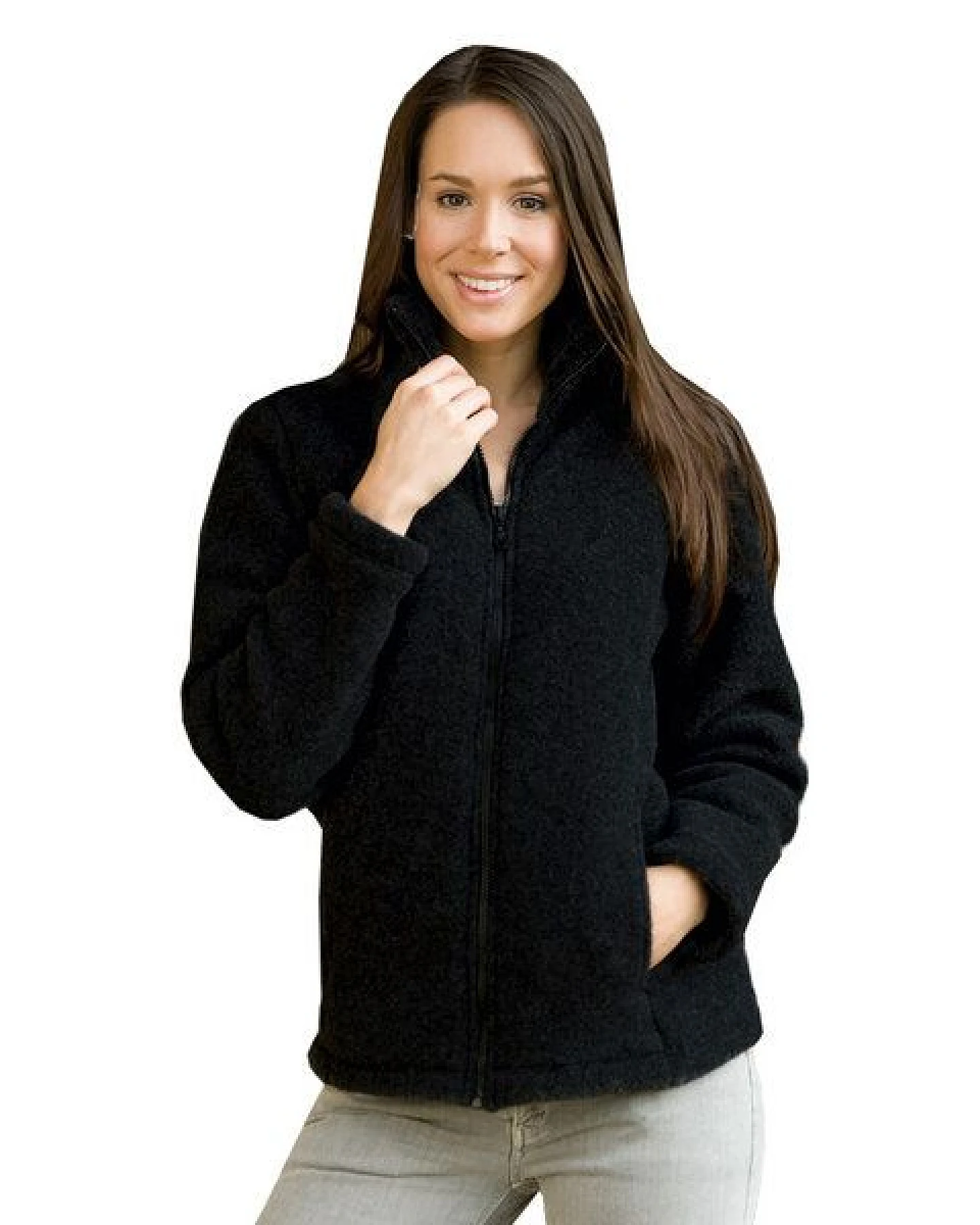 Engel natur Damen Fleece-Jacke tailliert Bio-Schurwolle – Ansicht 2