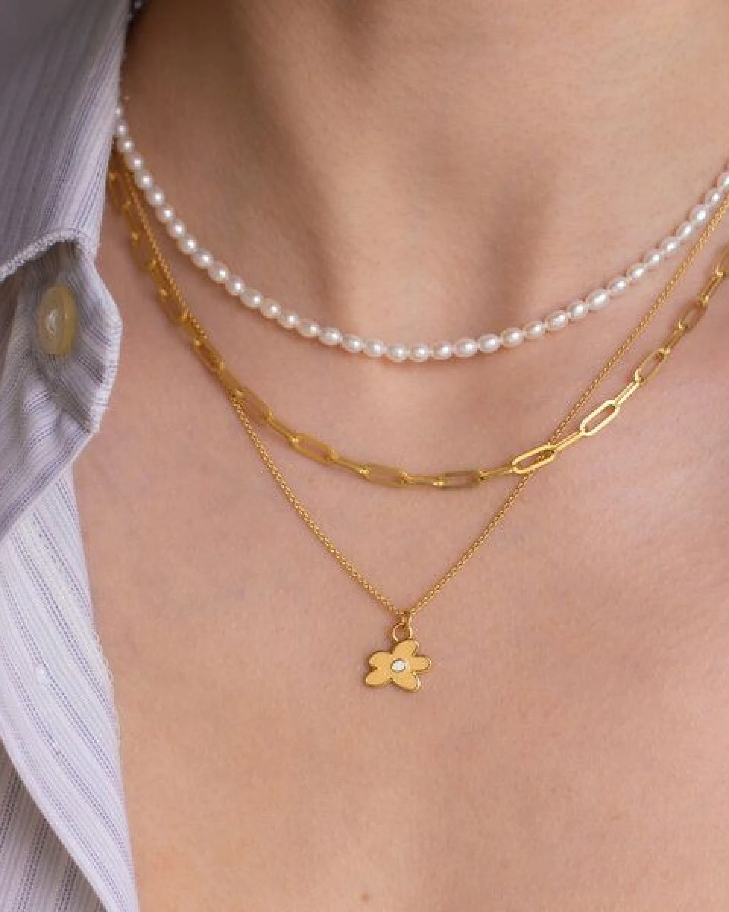Paeoni Colors Blumen-Halskette aus 18k Gold Vermeil, 925 Sterling Silber – Ansicht 2