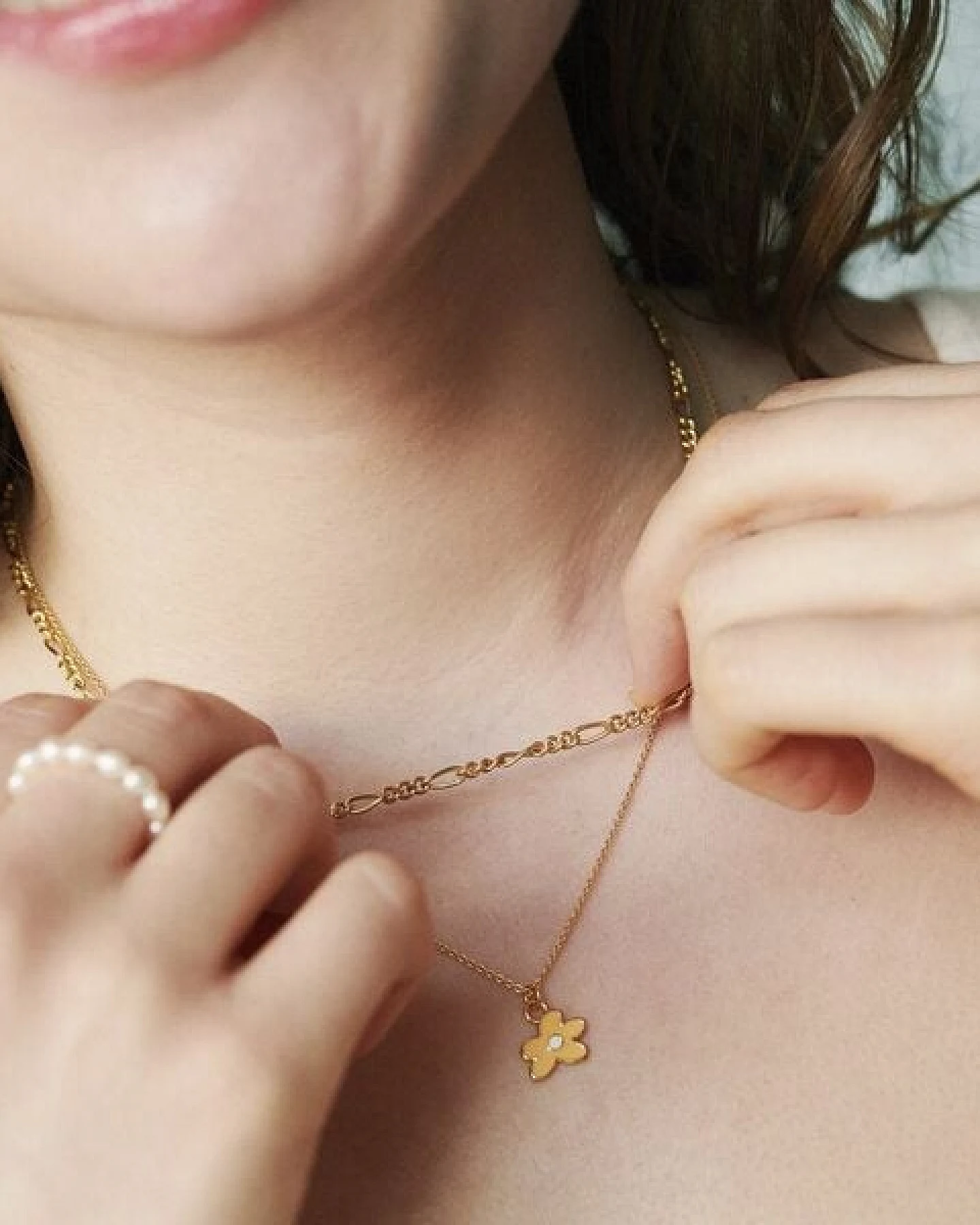 Paeoni Colors Blumen-Halskette aus 18k Gold Vermeil, 925 Sterling Silber – Ansicht 3