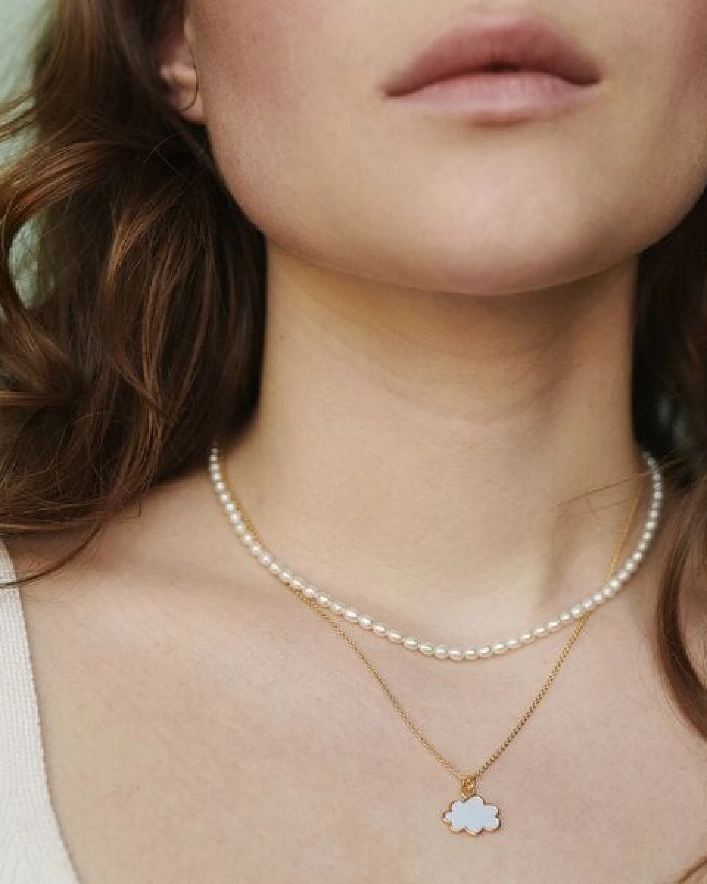 Paeoni Colors Halskette mit Wolken-Anhänger aus 18k Gold Vermeil, 925 Sterling Silber – Ansicht 2