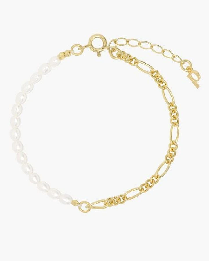 Paeoni Colors Halb Süßwasserperlen, halb Gliederkette – Armband aus 18k Gold Vermeil, 925 Sterling Silber