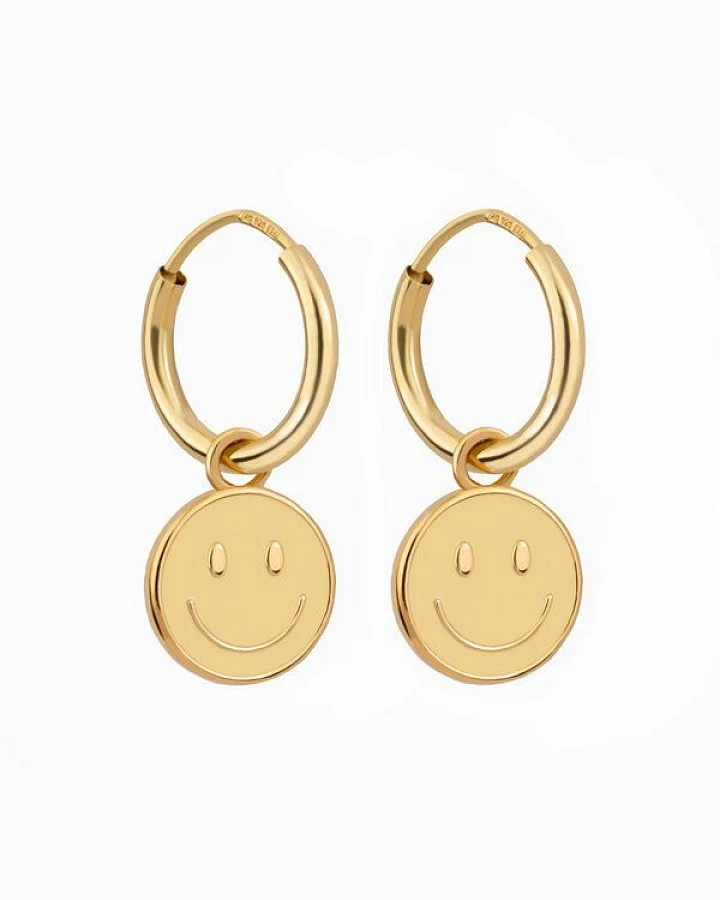 Paeoni Colors Smiley-Creolen, Ohrringe aus 18k Gold Vermeil, 925 Sterling Silber