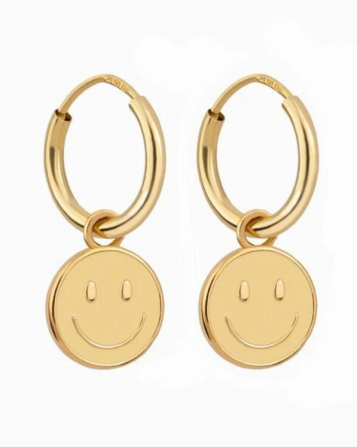 Paeoni Colors Smiley-Creolen, Ohrringe aus 18k Gold Vermeil, 925 Sterling Silber