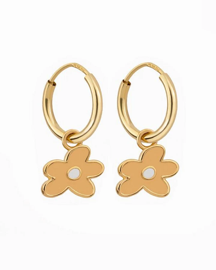 Paeoni Colors Blumen-Creolen, Ohrringe aus 18k Gold Vermeil, 925 Sterling Silber