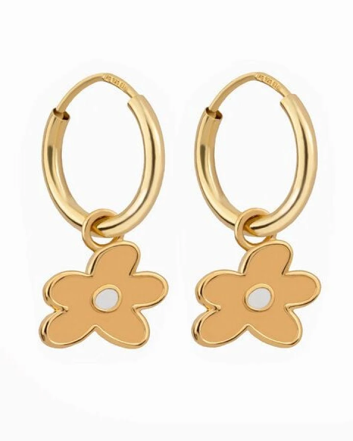 Paeoni Colors Blumen-Creolen, Ohrringe aus 18k Gold Vermeil, 925 Sterling Silber