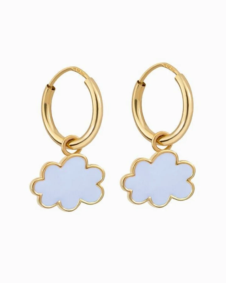 Paeoni Colors Wolken-Creolen, Ohrringe aus 18k Gold Vermeil, 925 Sterling Silber