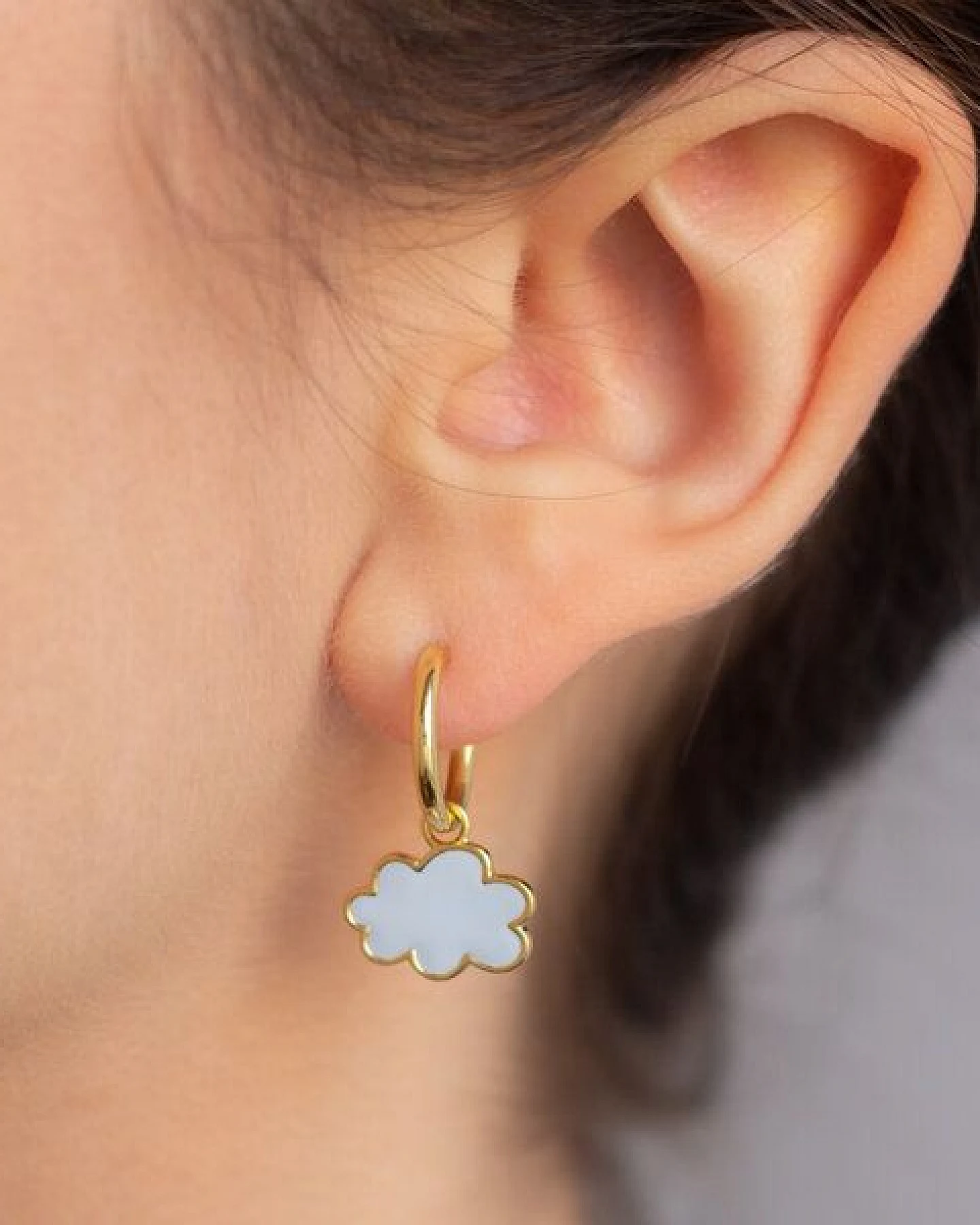 Paeoni Colors Wolken-Creolen, Ohrringe aus 18k Gold Vermeil, 925 Sterling Silber – Ansicht 2