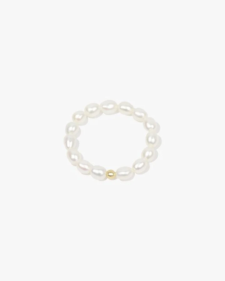 Paeoni Colors Klassischer Perlenring aus Süßwasserperlen und 18k Gold Vermeil, 925 Sterling Silber