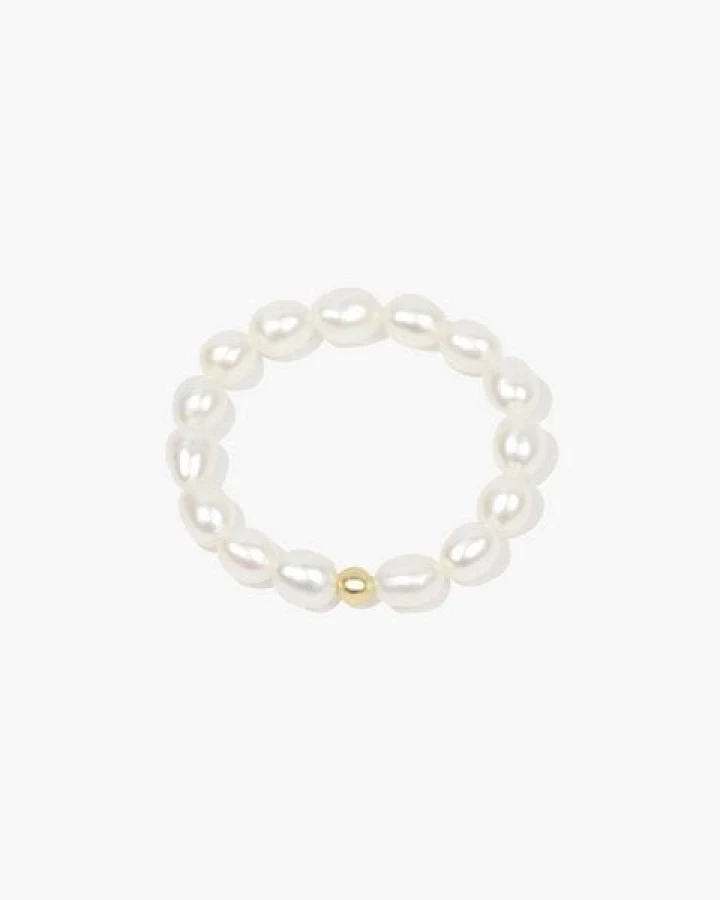 Paeoni Colors Klassischer Perlenring aus Süßwasserperlen und 18k Gold Vermeil, 925 Sterling Silber