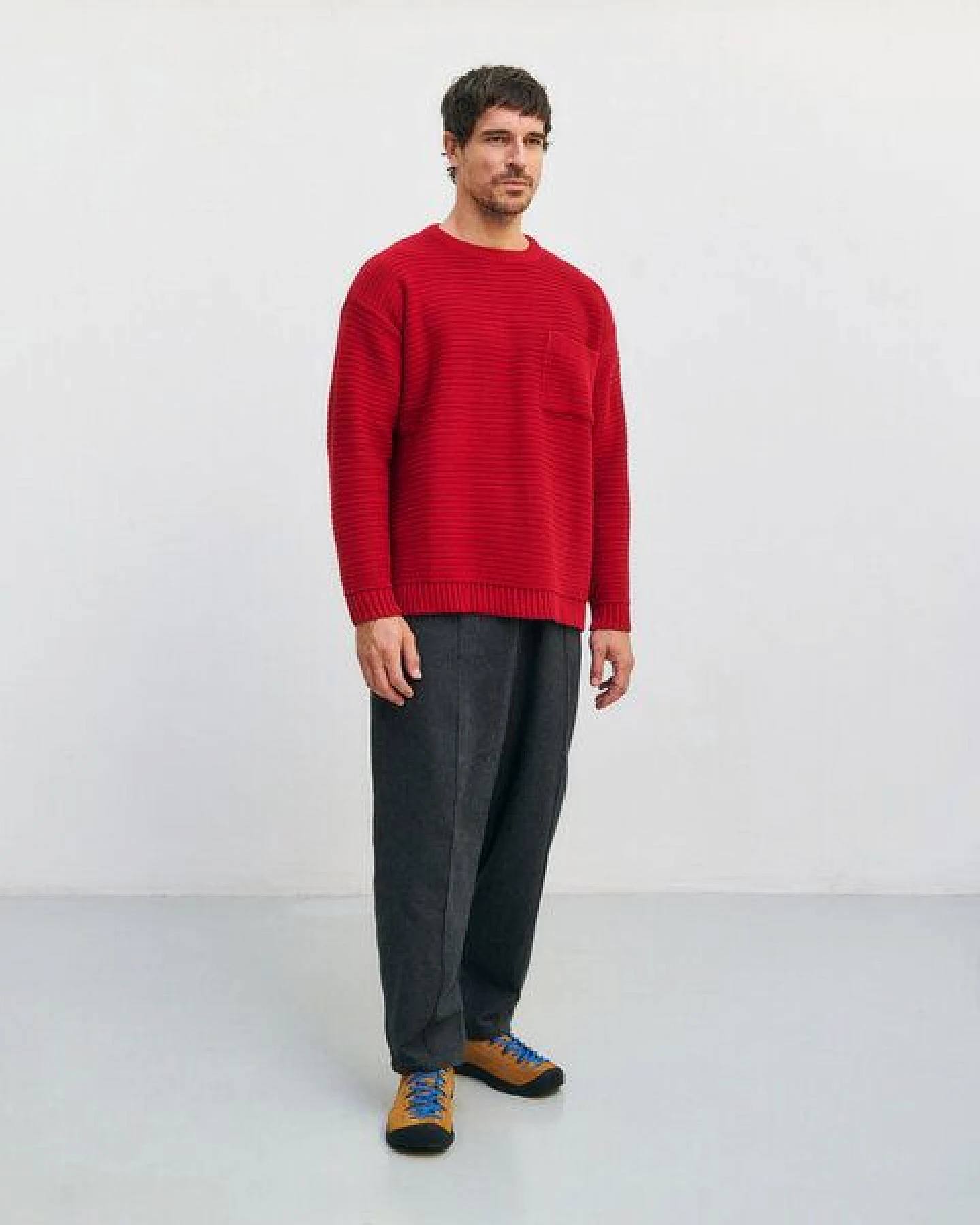 Rotholz Gerippter Strickpullover Bio Baumwolle – Ansicht 2