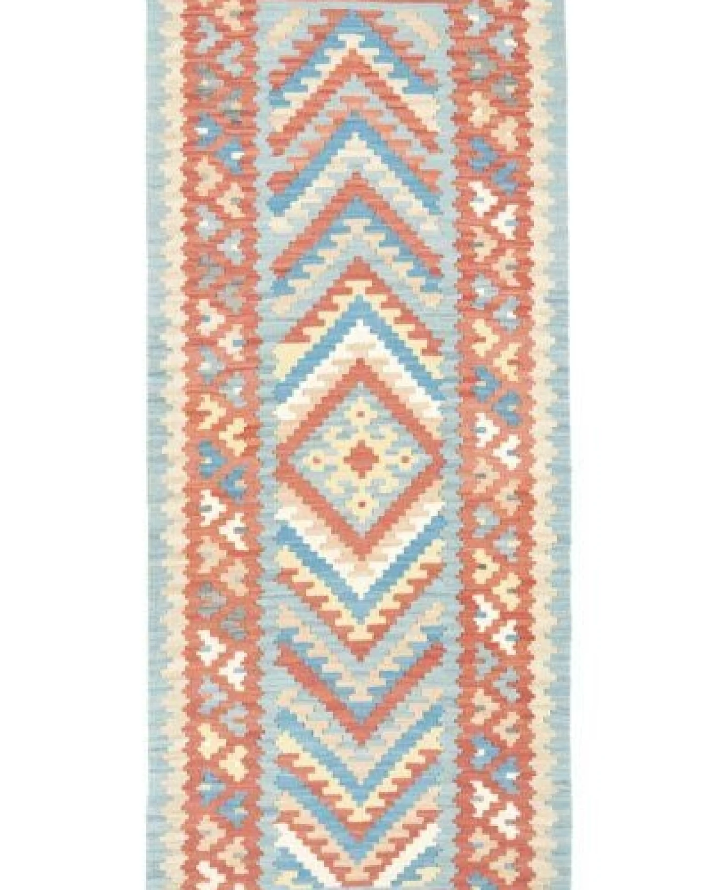 Kelim Gashgai Blau „Rugtales“ aus Schurwolle, 81x203 cm – Ansicht 3