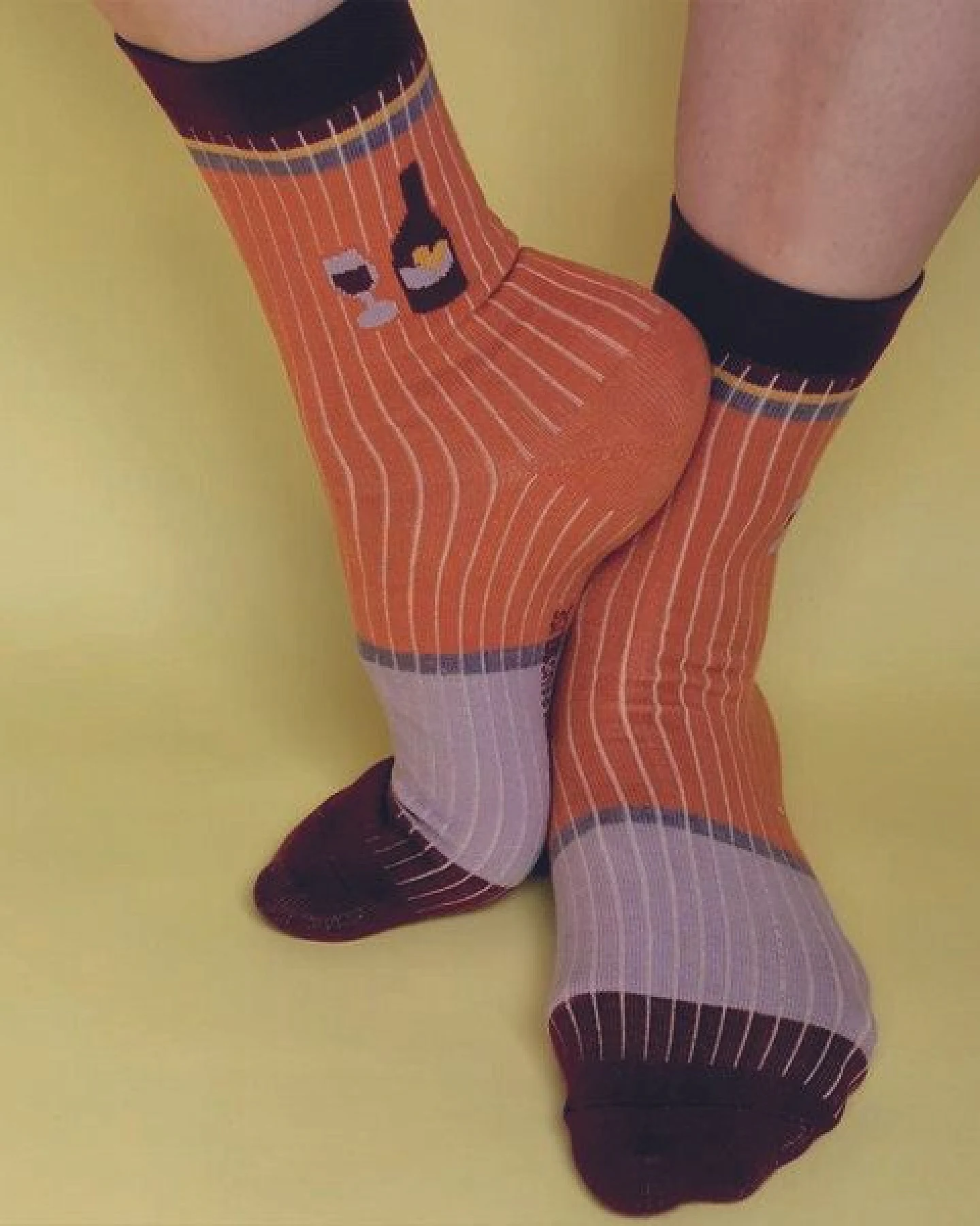 Fräulein Prusselise Vino Socke colourblock Rippe Wein orange lila – Ansicht 2