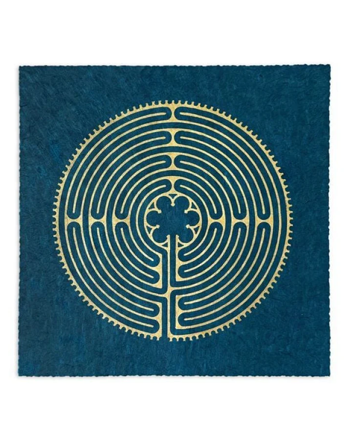 Veskor Cassiopeia LABYRINTH VON CHARTRES der Kathedrale Notre-Dame Linoldruck