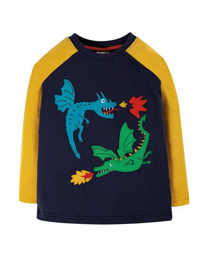 Frugi Langarm-Shirt Drachen in blau Alfie Raglan Top