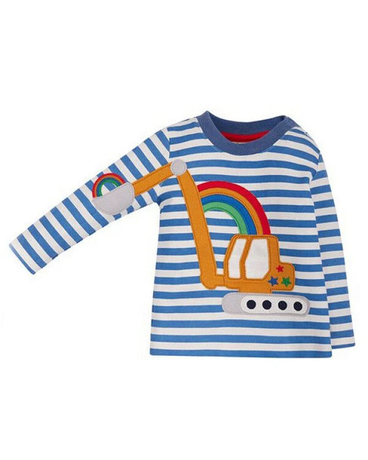 Frugi Langarm-Shirt Bagger Regenbogen Doug Applique Top