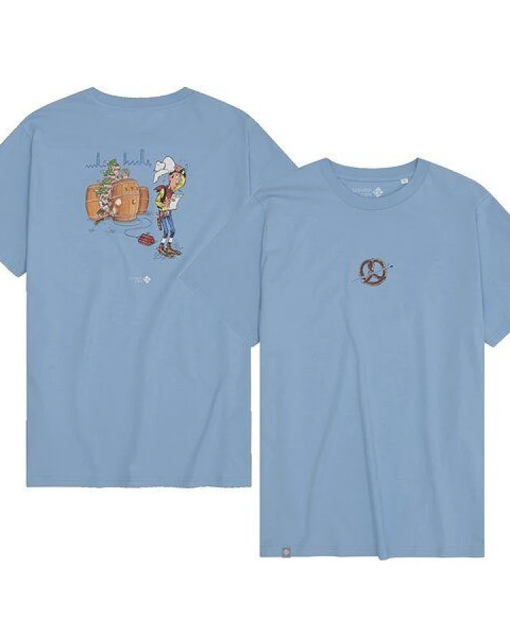 Bavarian Caps Herren T-Shirt Lucky Luke: Bierfässer - Hellblau