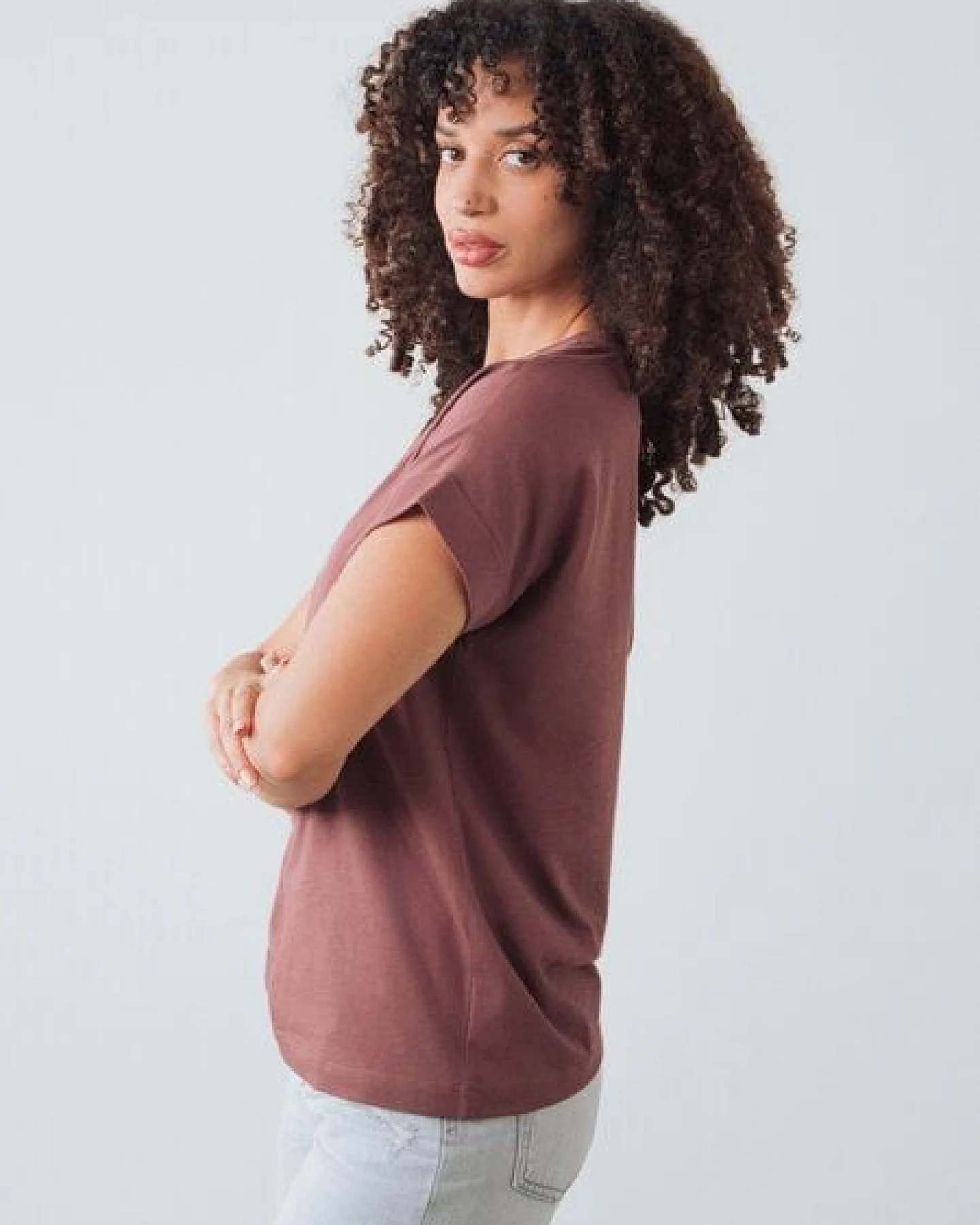 Honest Basics Damen Flügelärmeln T-Shirt aus Bio- und recycelter Baumwolle – Ansicht 2