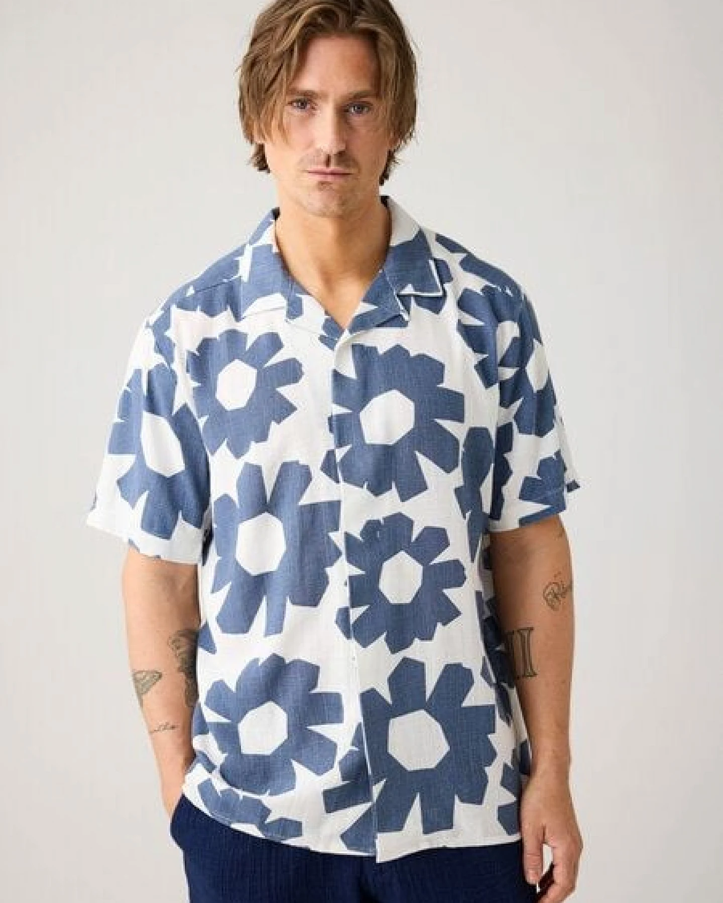 KnowledgeCotton Apparel Kurzarm-Hemd Relaxed Leinen-Mix – Ansicht 3