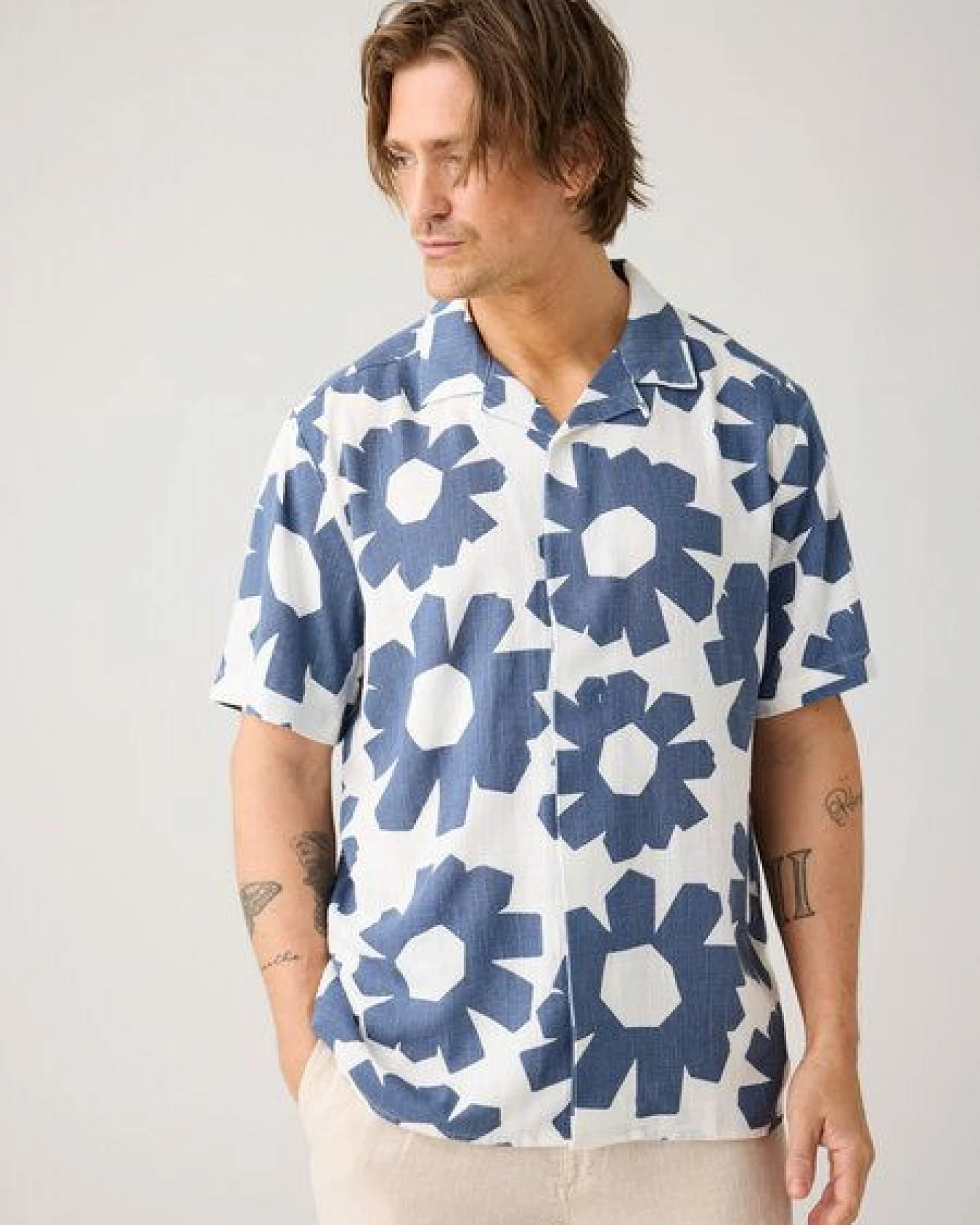 KnowledgeCotton Apparel Kurzarm-Hemd Relaxed Leinen-Mix – Ansicht 3