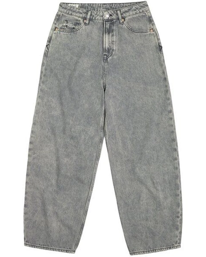 Kings Of Indigo Jeans Leila Cropped - High Waist Balloon Shape - Well Grey Mid Marble