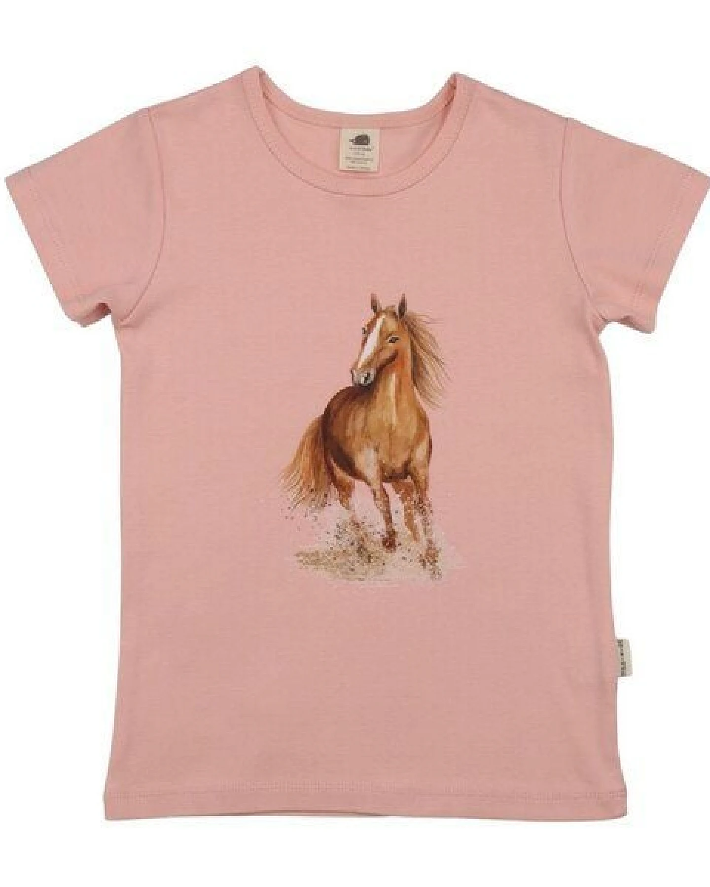 T-Shirt Rosa Pferd-Frontprint Bio-Baumwolle GOTS – Walkiddy – Ansicht 2