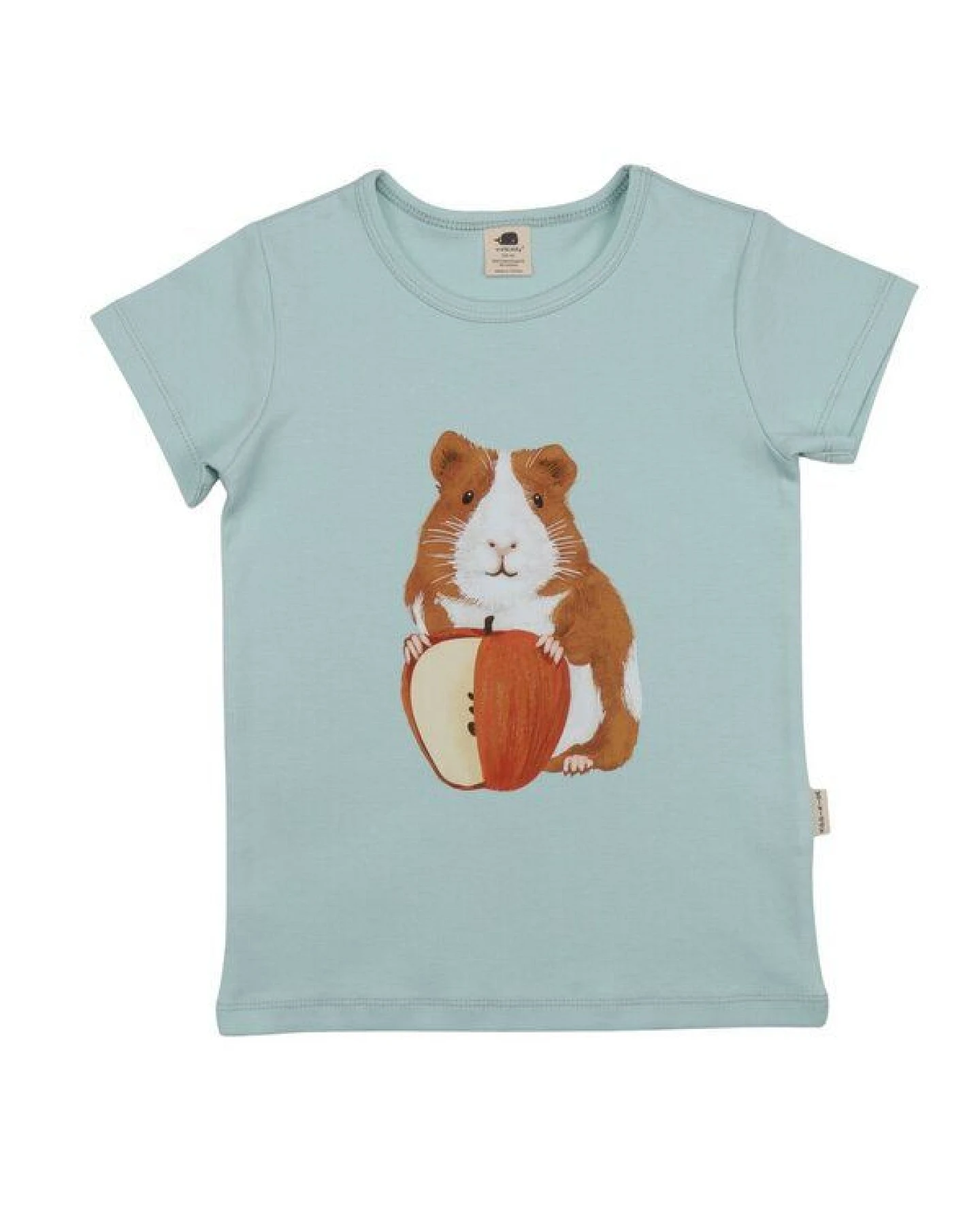 T-Shirt Hellblau Meerschweinchen-Frontprint Bio-Baumwolle GOTS – Walkiddy – Ansicht 2