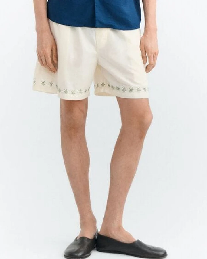 thinking mu Herren Short - Embroidery Haitam Shorts - aus Baumwolle