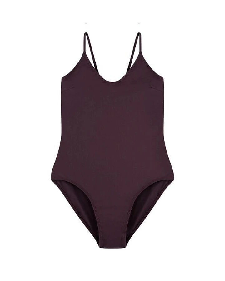 Matona V-Neck Badeanzug aubergine