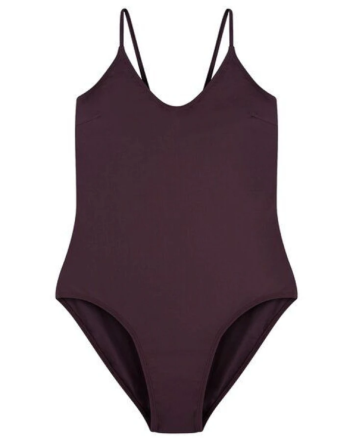 Matona V-Neck Badeanzug aubergine