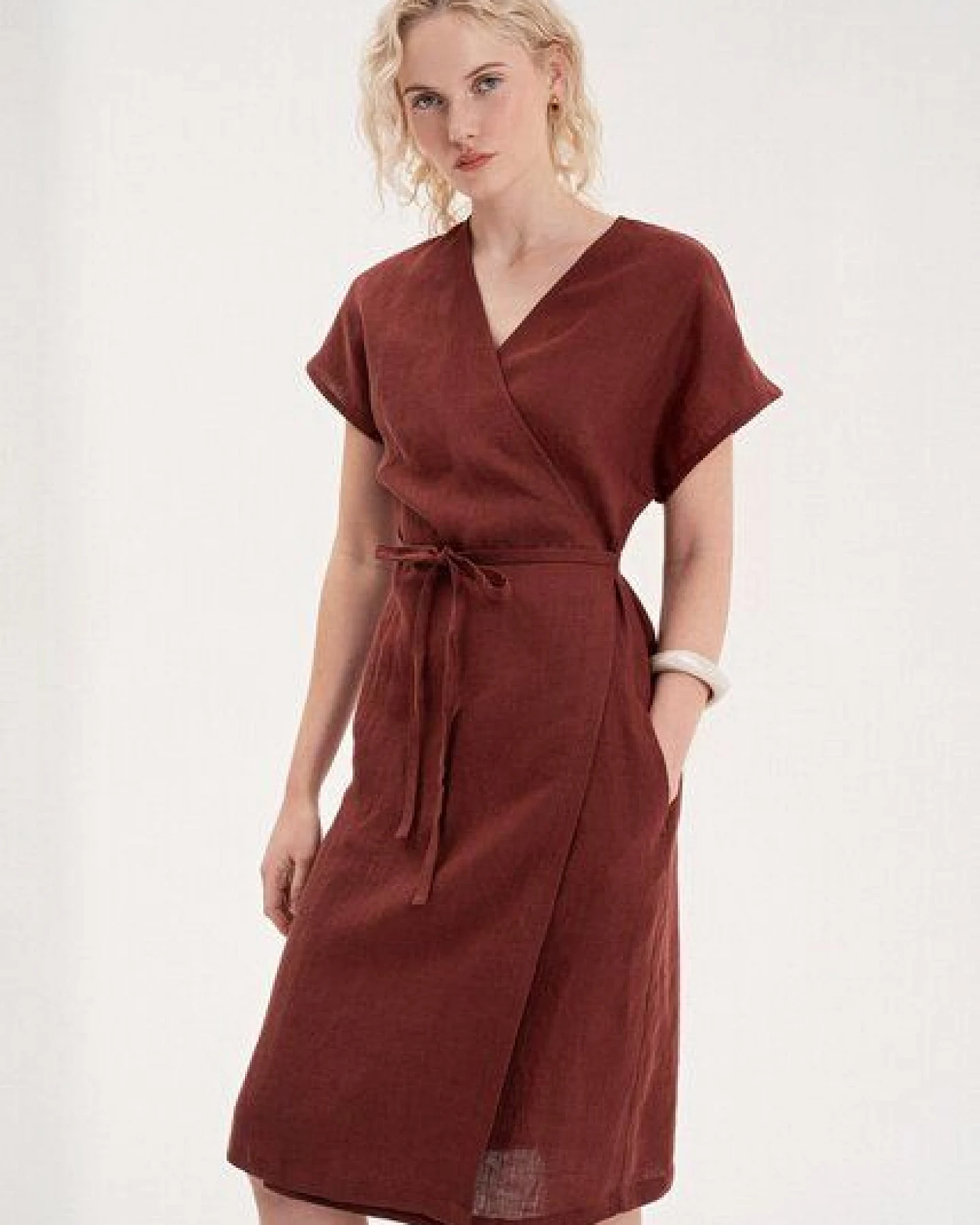 AmourLinen Wickelkleid aus Leinen OLIVIA – Ansicht 3