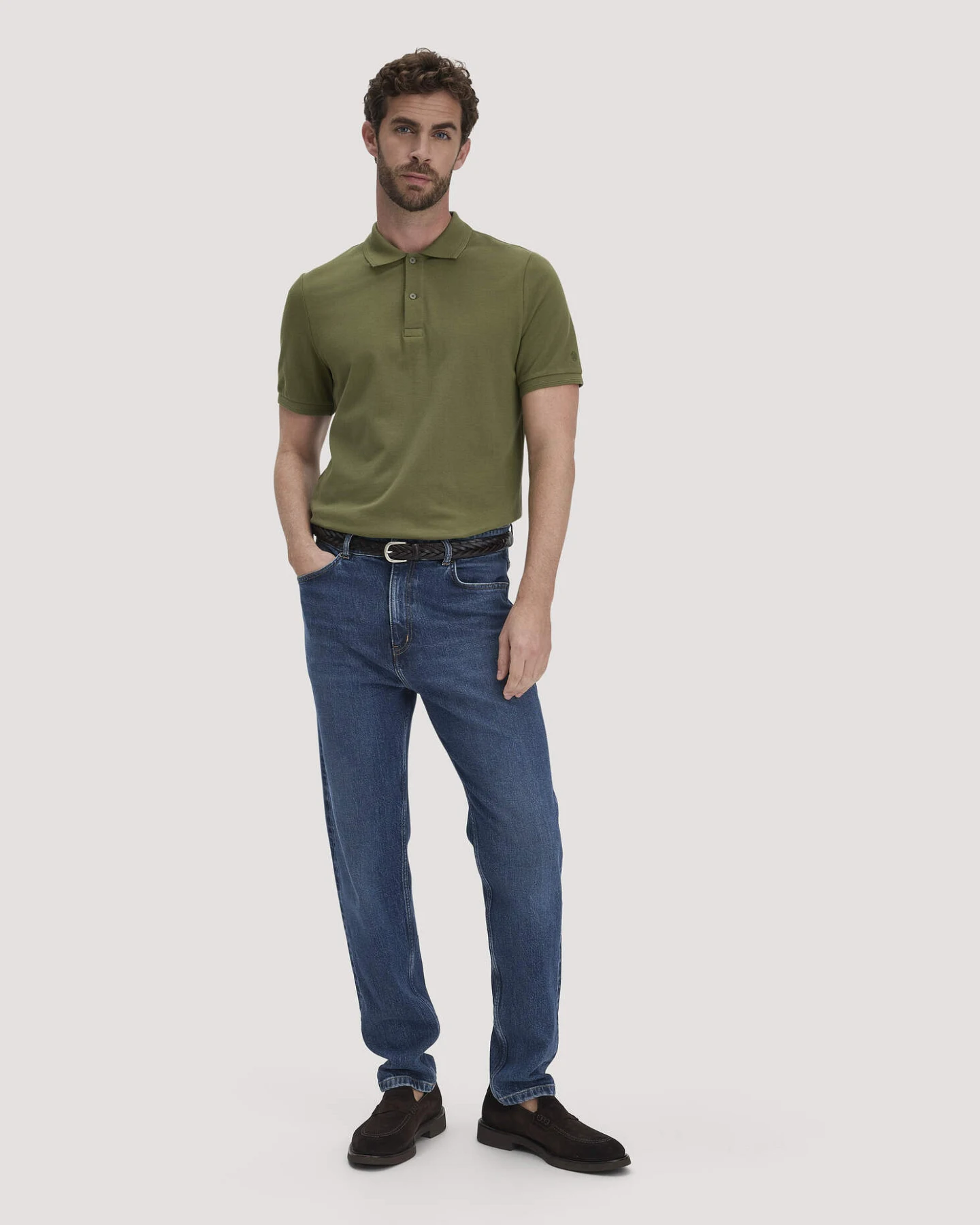 hessnatur Herren Piqué Polo Regular aus Bio-Baumwolle - grün - Größe 46 – Ansicht 2