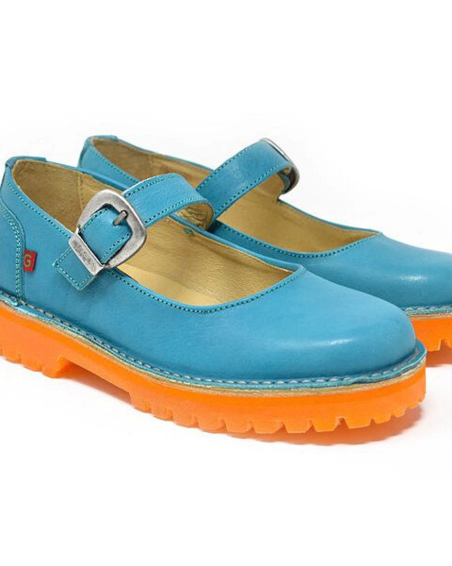 Grünbein Shoes Spangen-Ballerinas Vivienne lose Einlage blau-orange – Ansicht 2