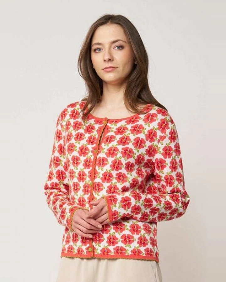 LANA Organic Strickjacke Jaquardmuster für Damen, Modell Juliana
