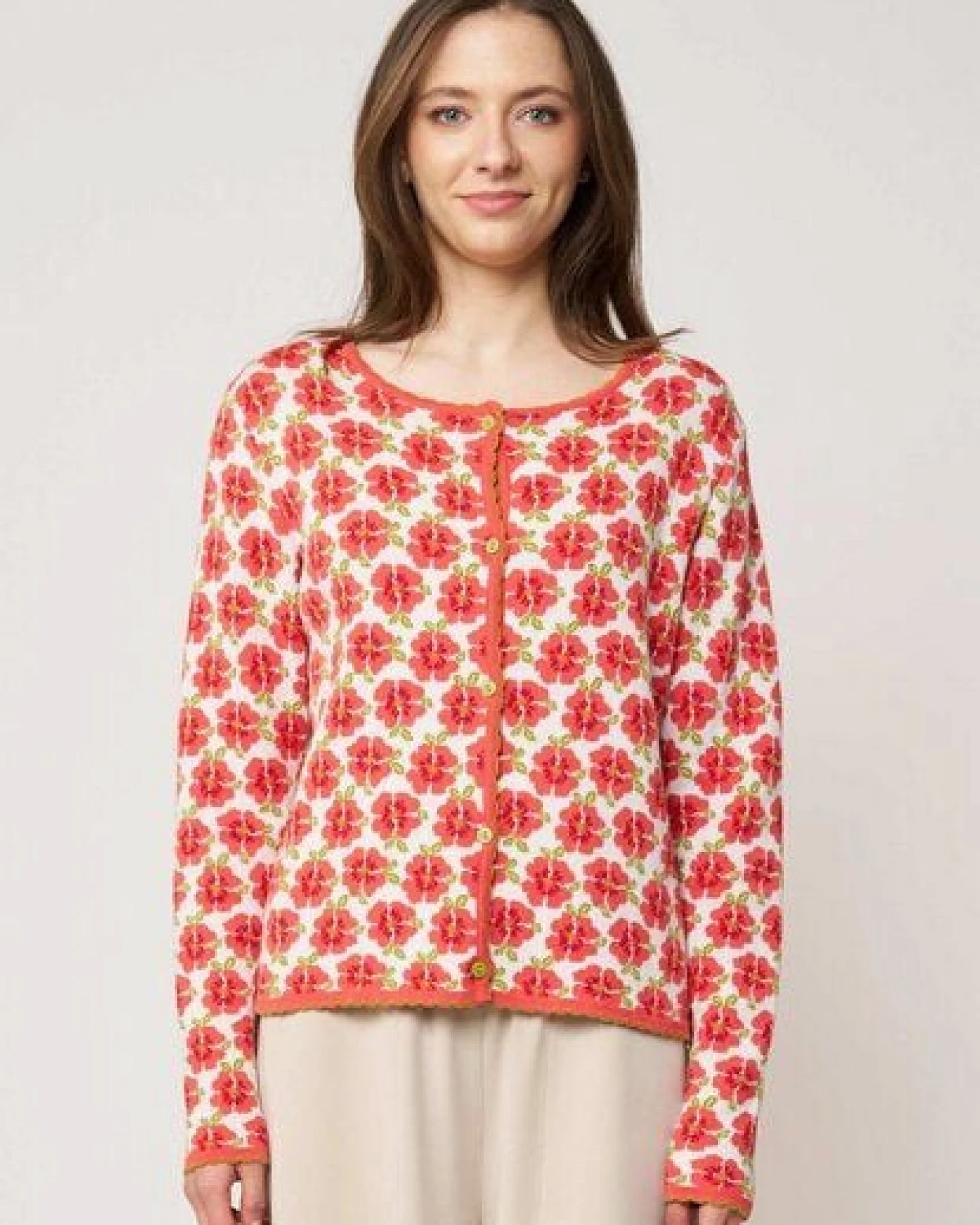 LANA Organic Strickjacke Jaquardmuster für Damen, Modell Juliana – Ansicht 2