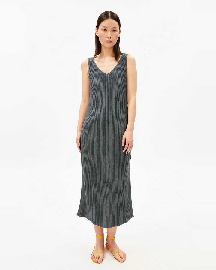 Kleid Knit Linen Blend Grau